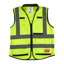 GILET HAUTE VISIBILITE JAUNE L/XL AVEC ZIP ET MULTIPLES POCHES